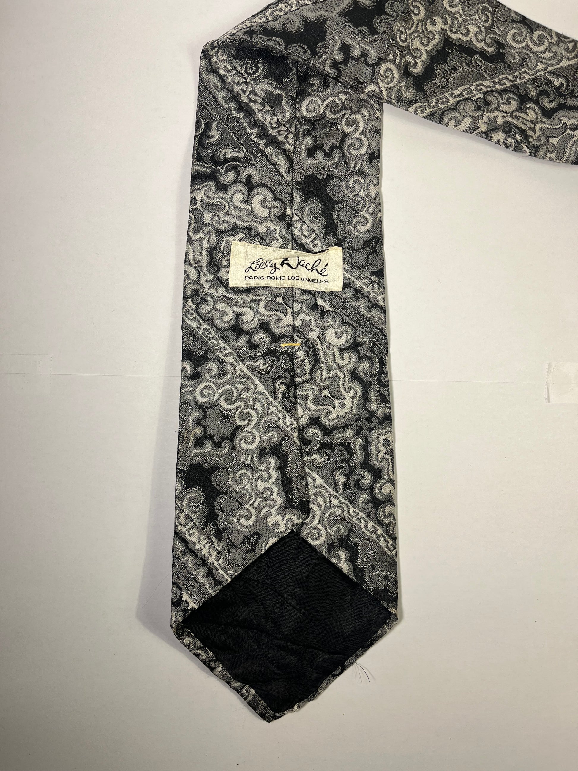White and Black patterned tie