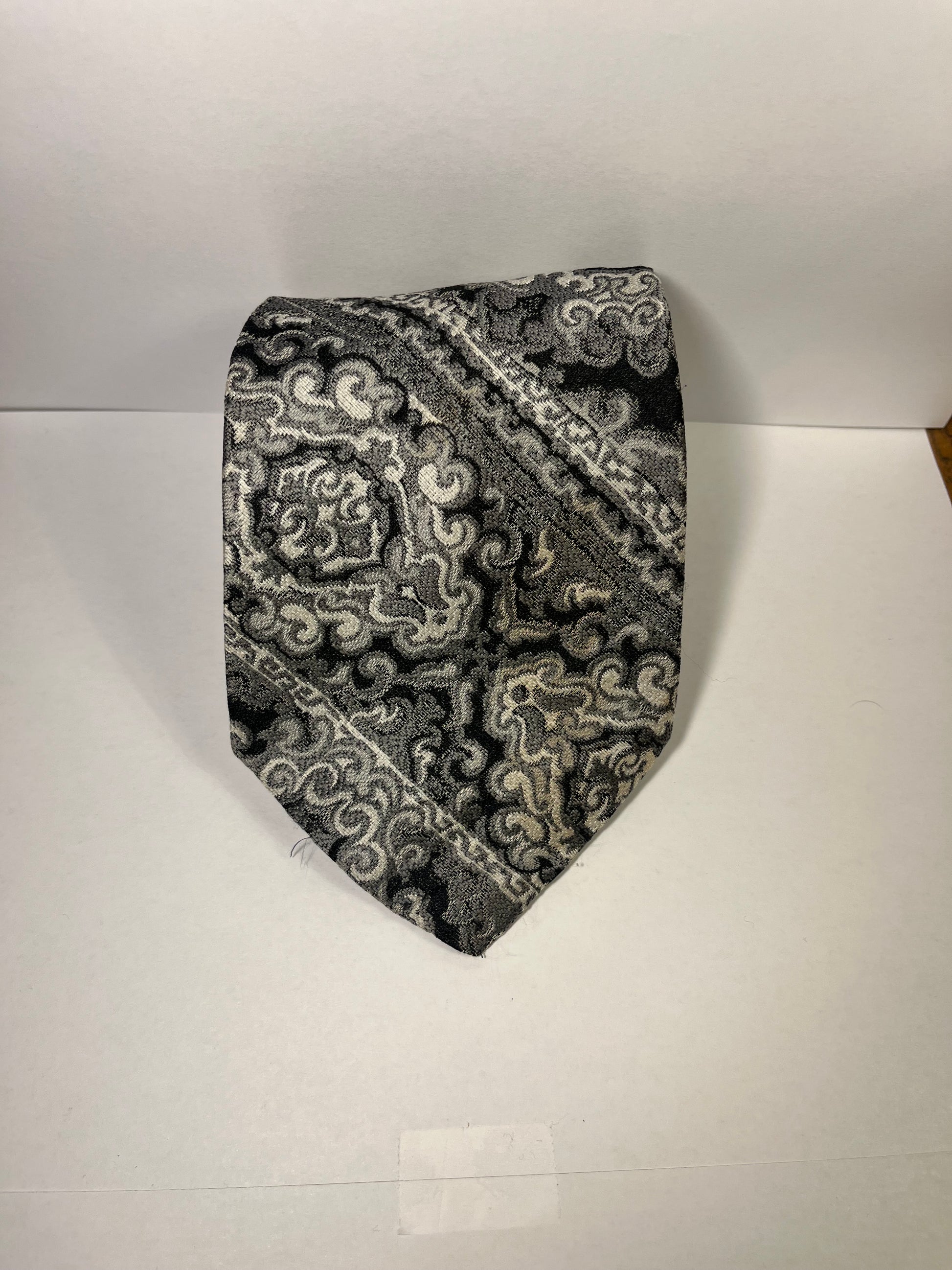 White and Black patterned tie