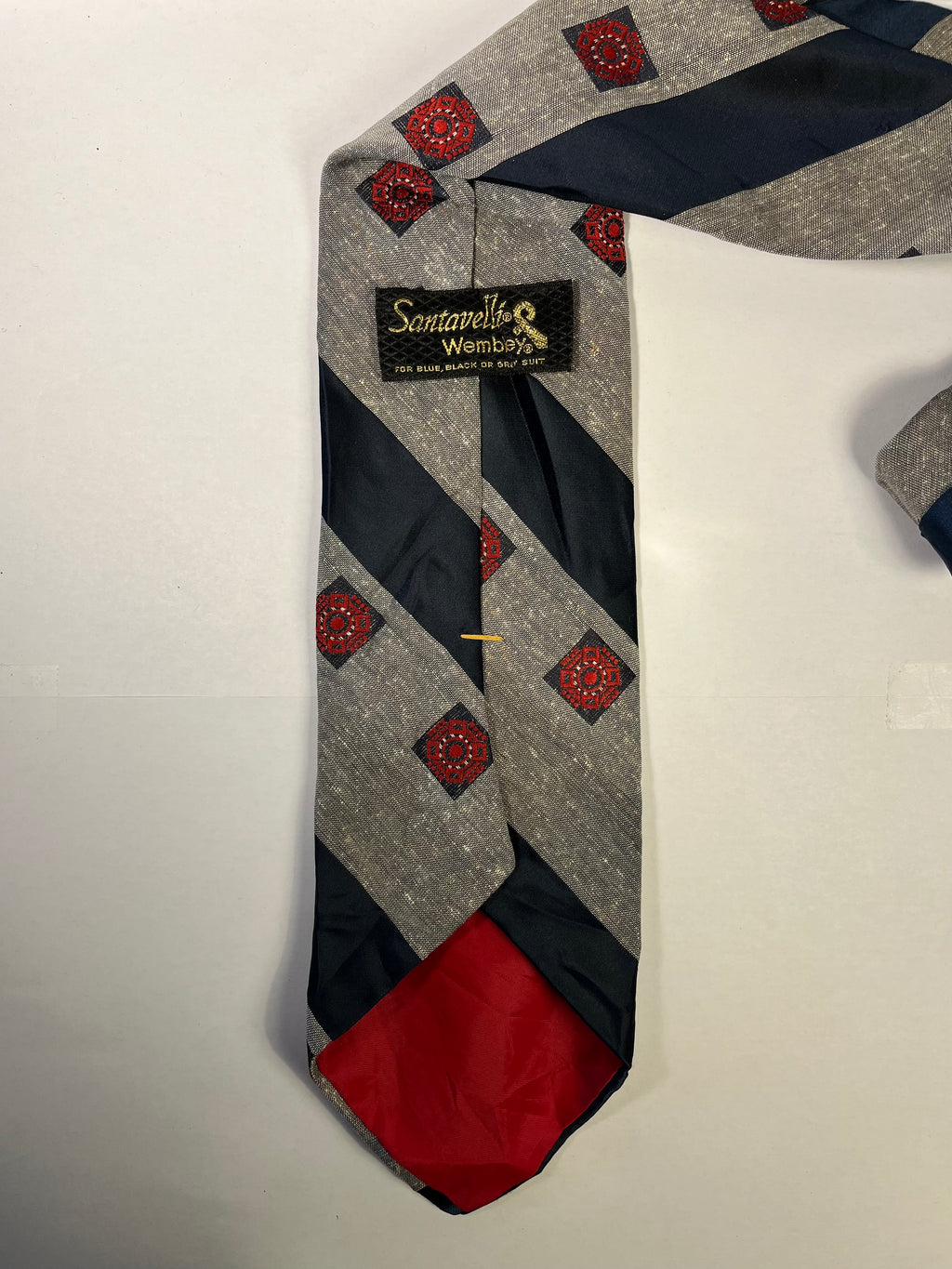 Grey & Navy patterned tie