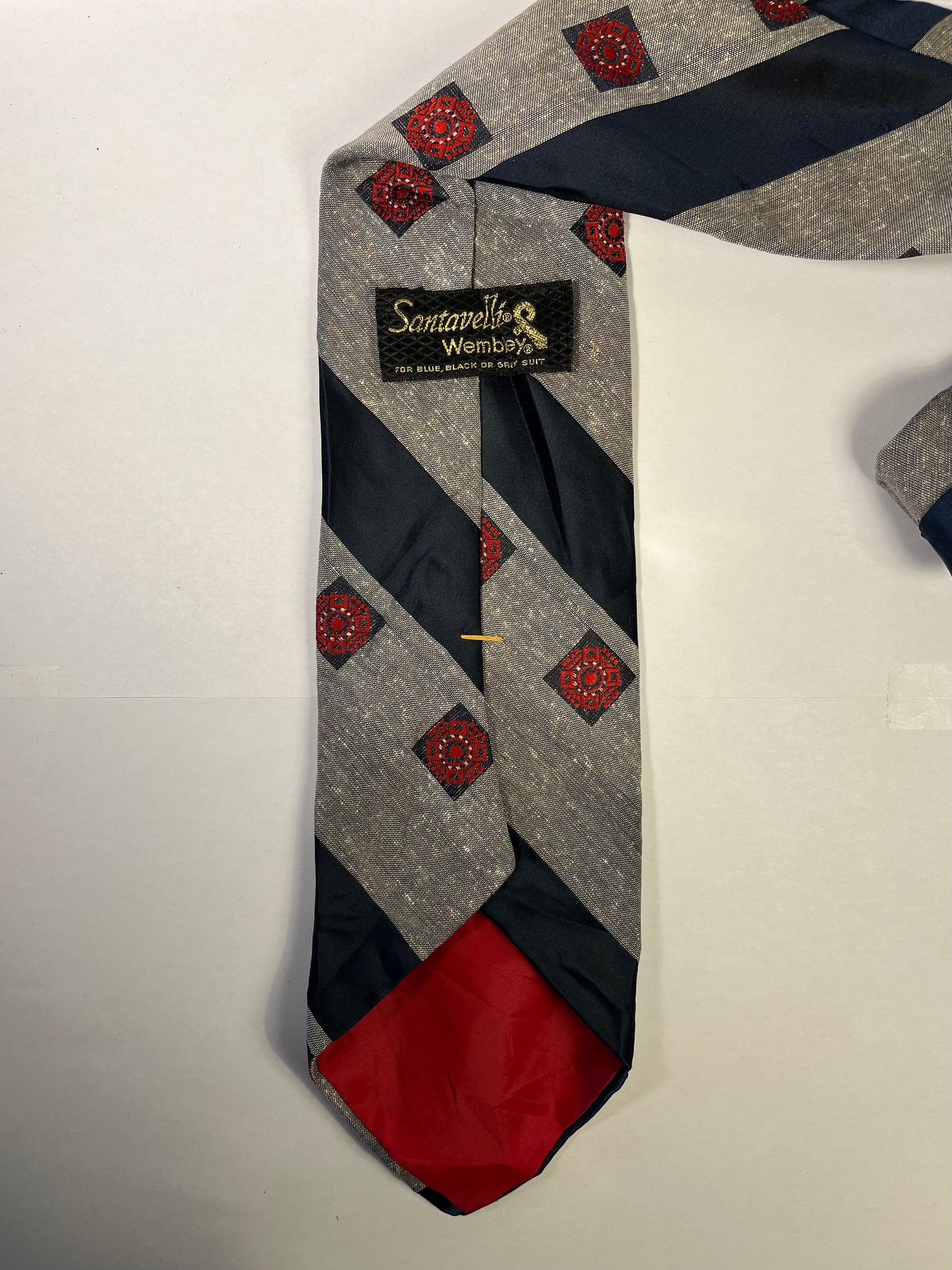 Grey & Navy patterned tie