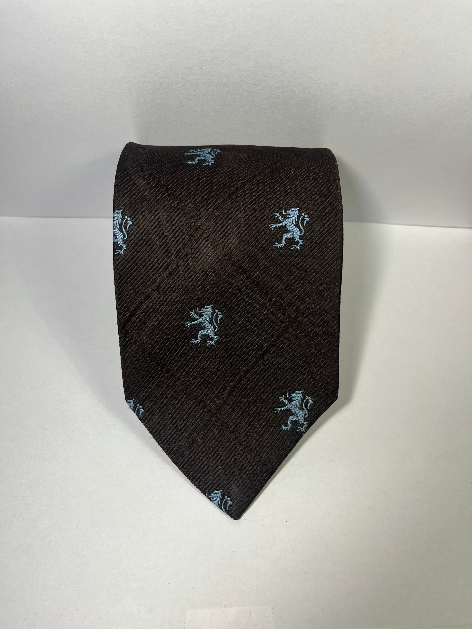 Brown & Blue Lion print tie