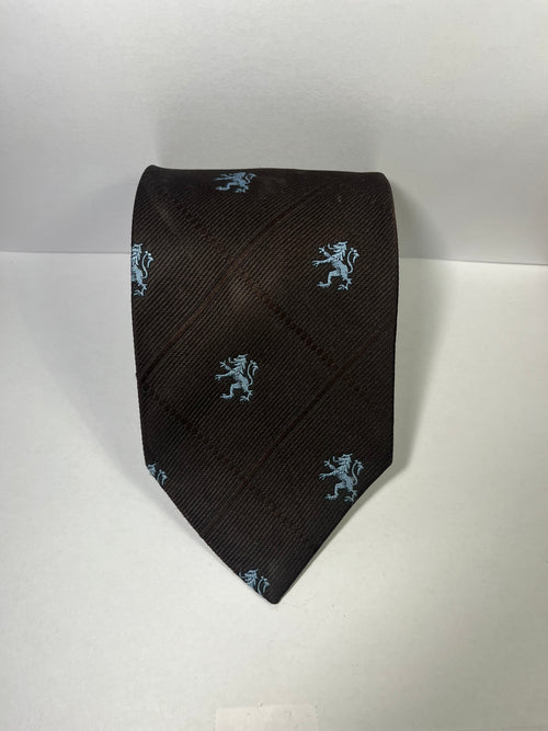 Brown & Blue Lion print tie