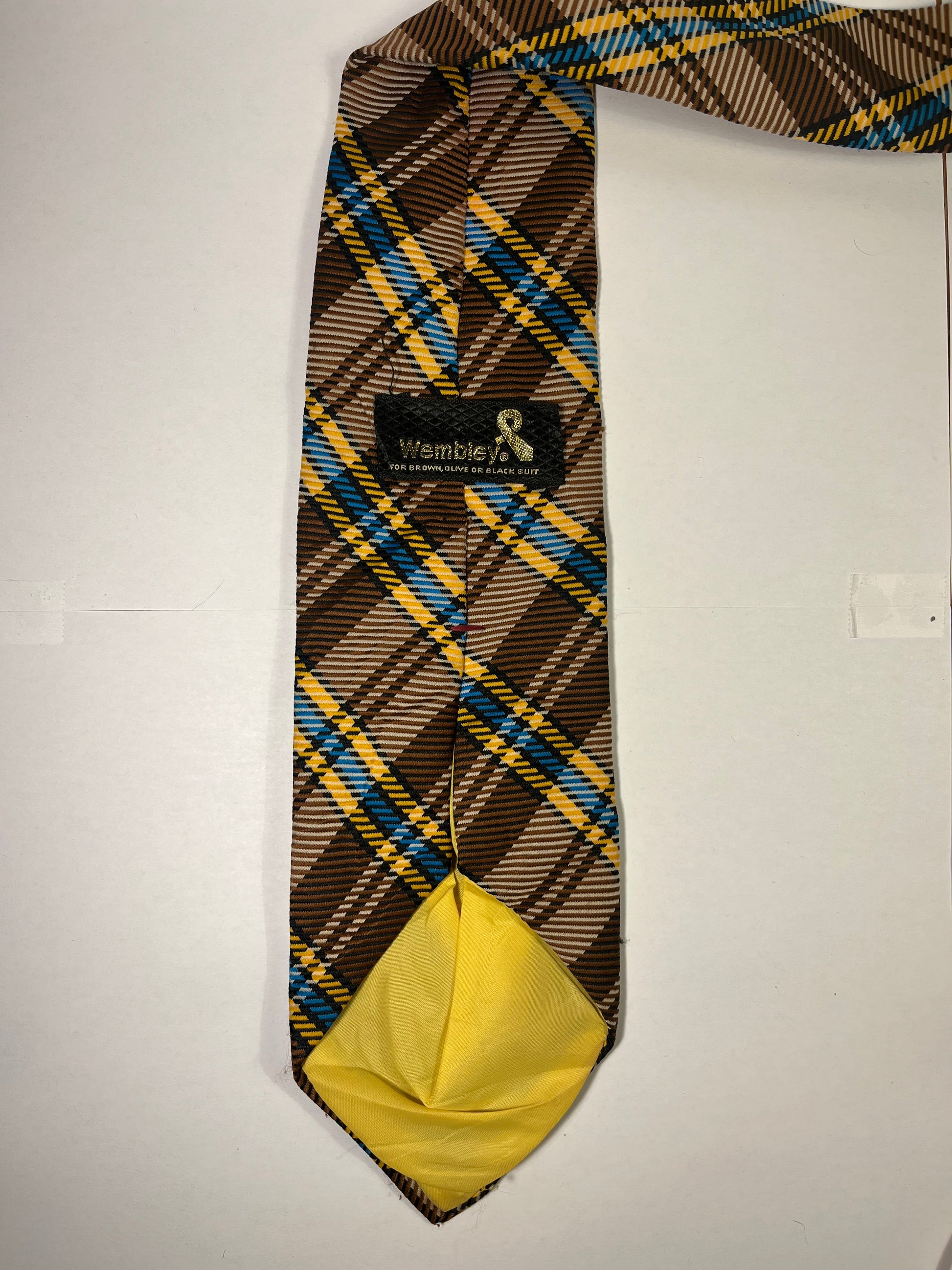 Brown Blue & Yellow striped tie