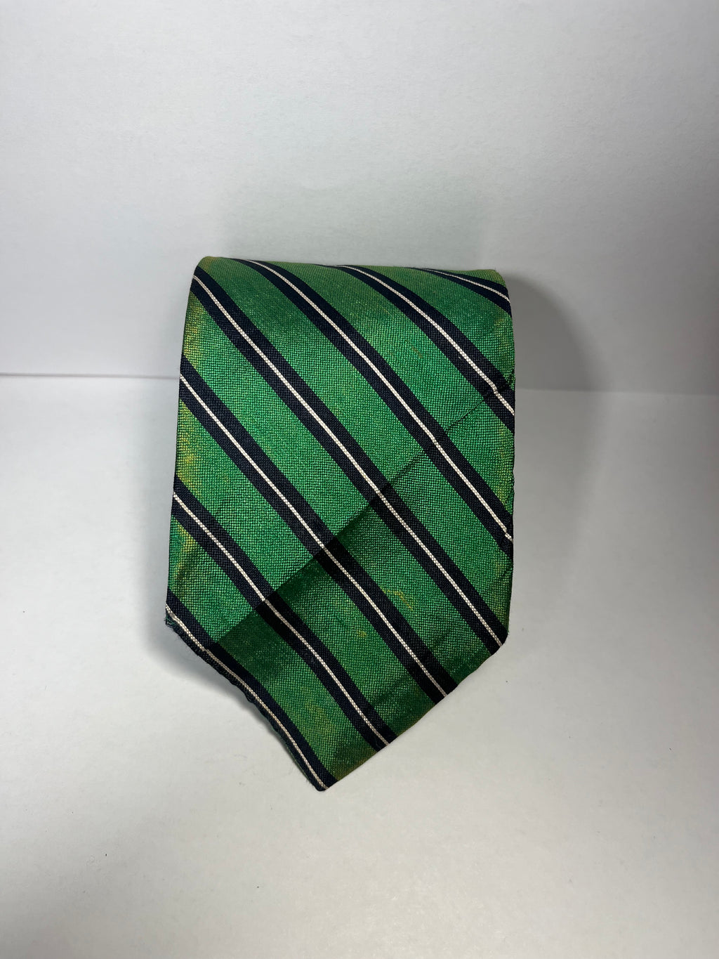 Green Black & White silk tie