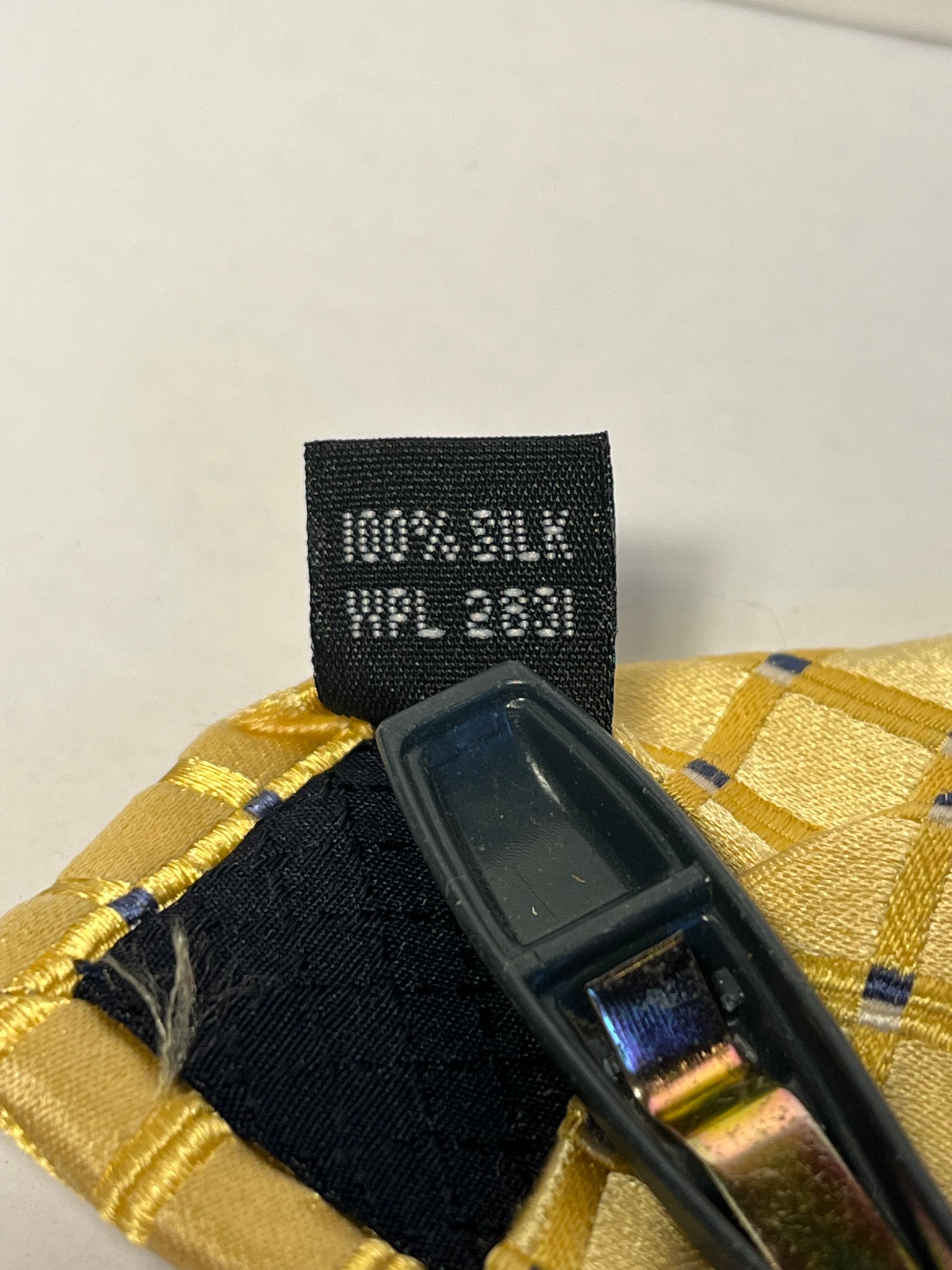 Gold blue polkadotted 100% silk tie