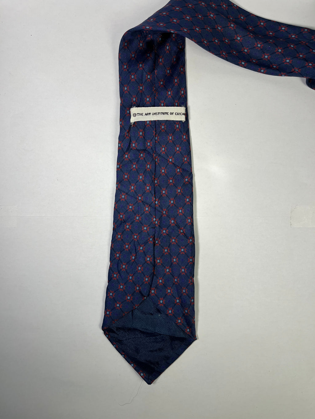 Navy and red flower tie 100% silk Made in Italy
