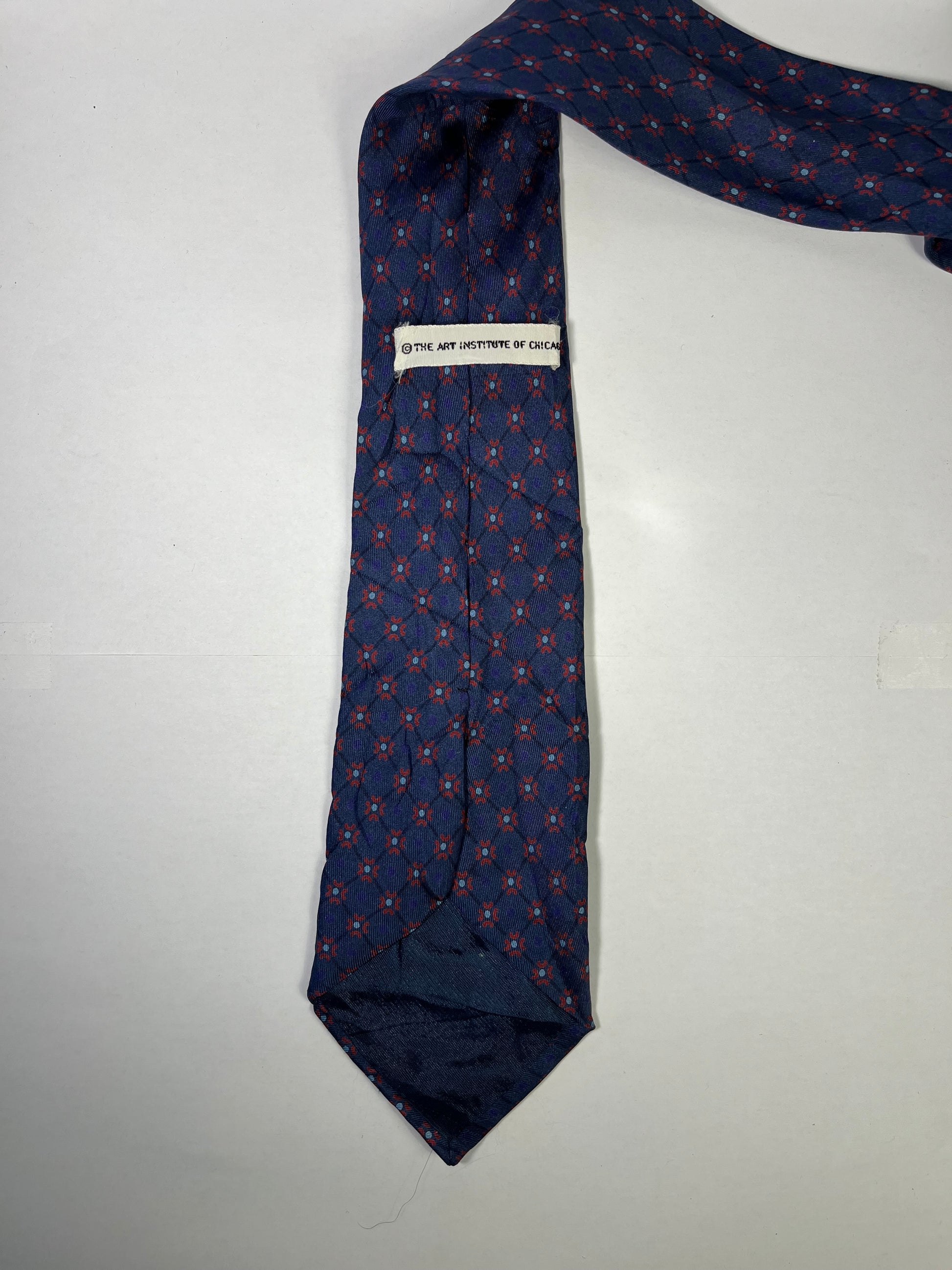 Navy and red flower tie 100% silk Made in Italy