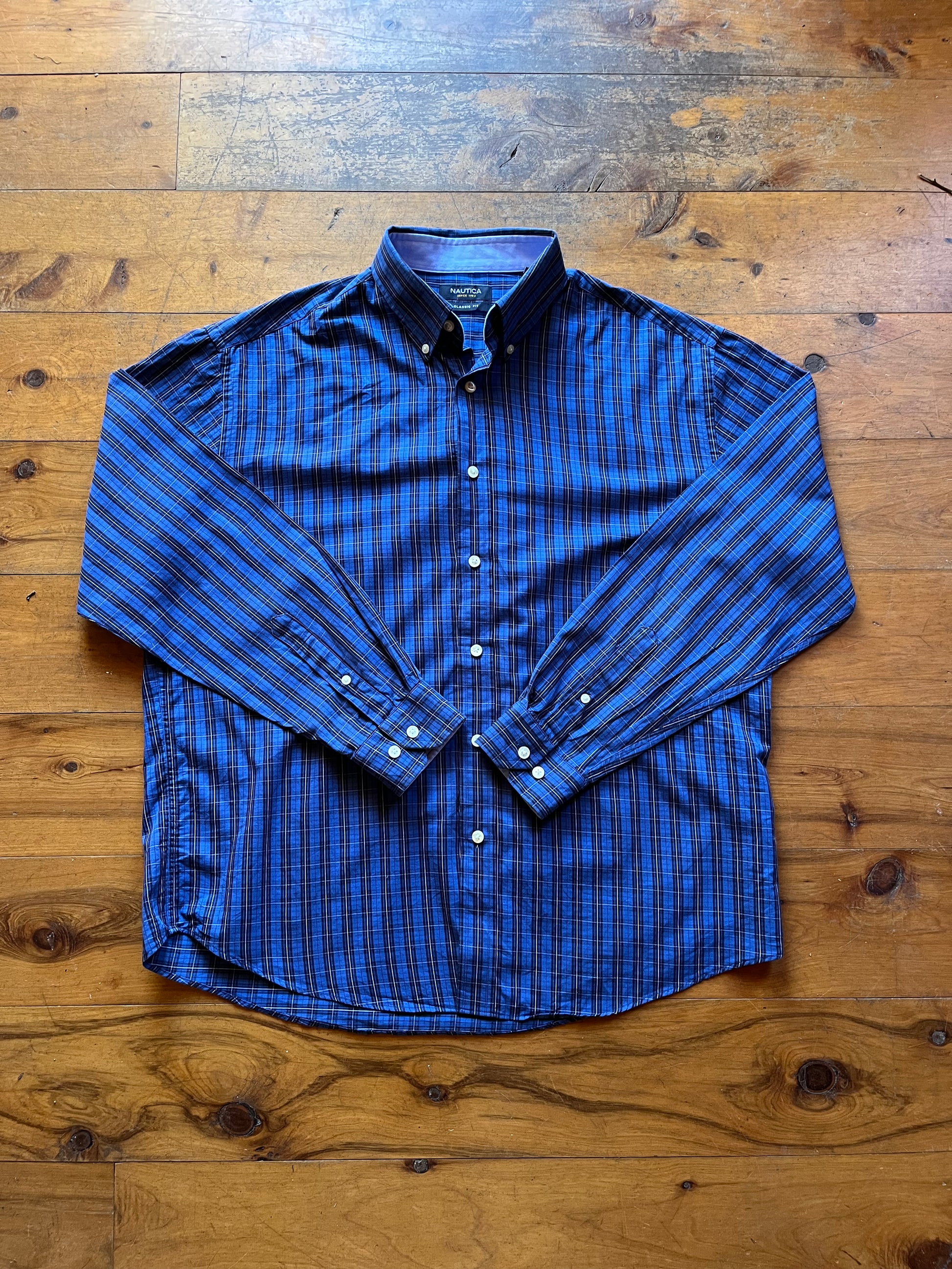 Nautica Blue Chequered Button up